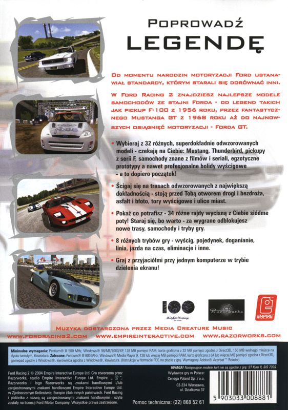 Back Cover for Ford Racing 2 (Windows)