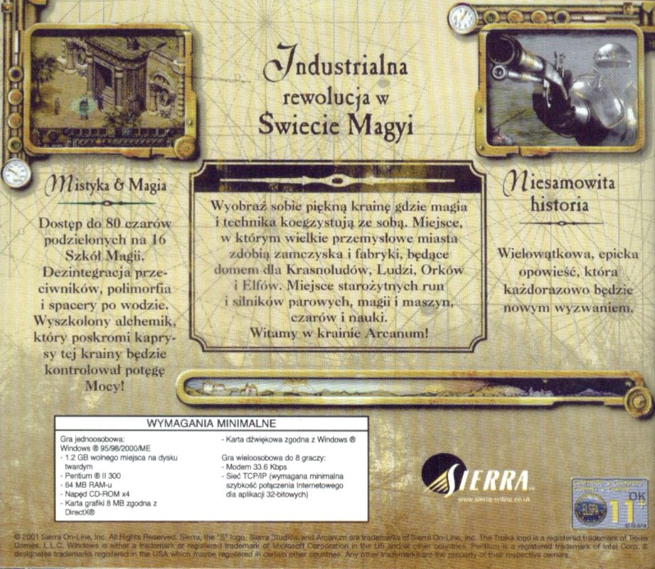 Other for Arcanum: Of Steamworks & Magick Obscura (Windows): Jewel Case - Polish Back Cover