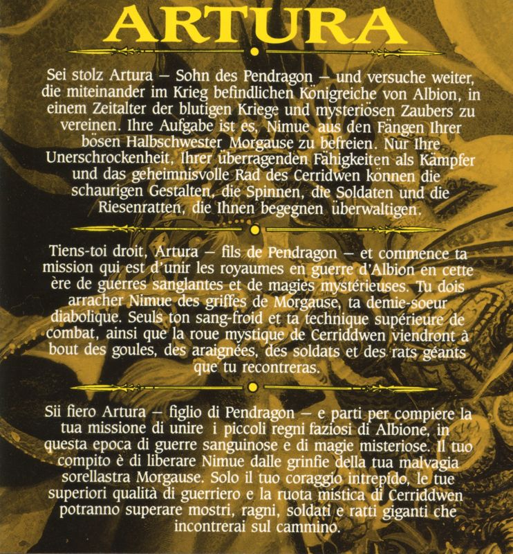 Inside Cover for Artura (Atari ST)