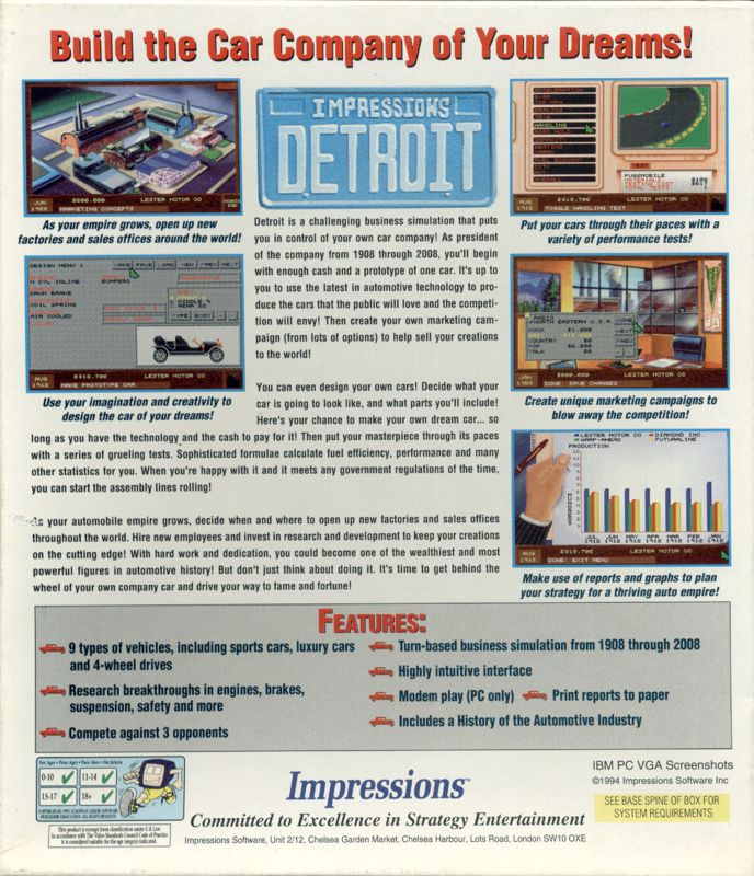 Back Cover for Detroit (DOS)