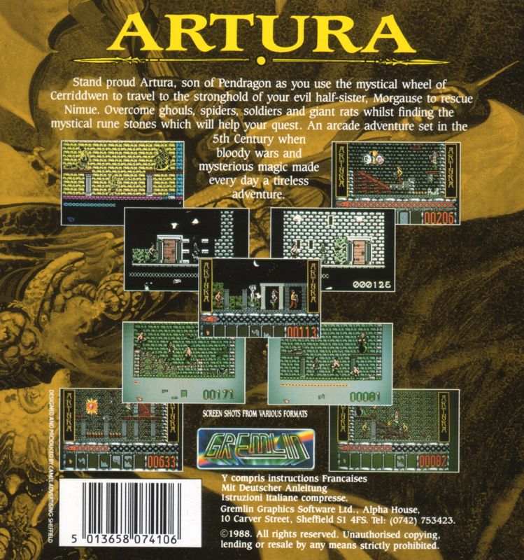 Back Cover for Artura (Atari ST)