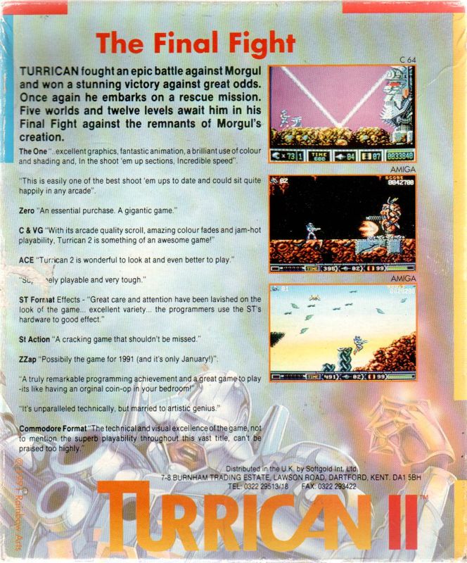 Back Cover for Turrican II: The Final Fight (Amiga)