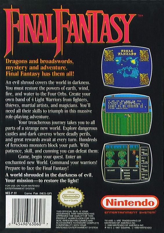 Back Cover for Final Fantasy (NES)
