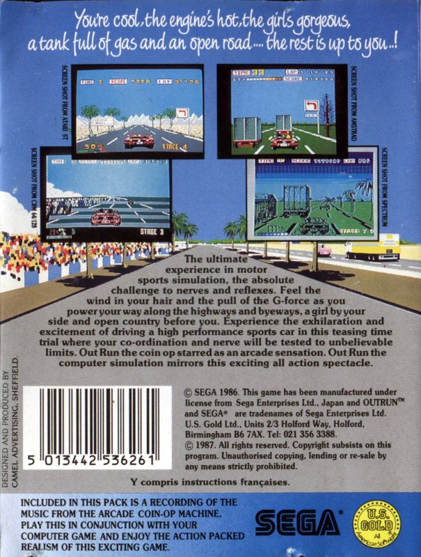 Back Cover for OutRun (ZX Spectrum)