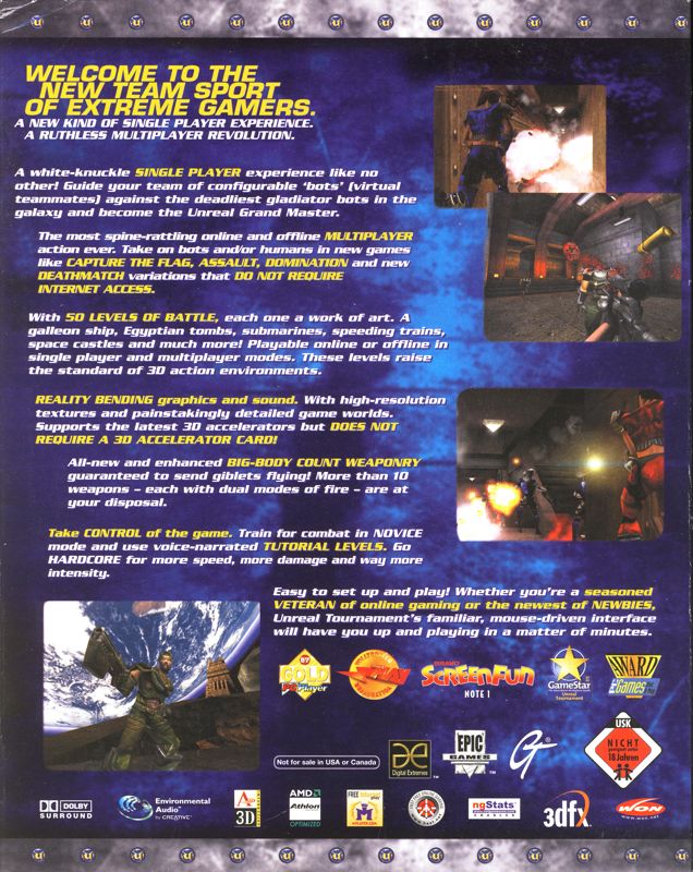 Back Cover for Unreal Tournament (Windows)