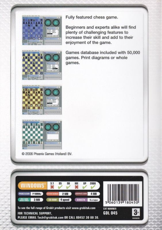 Back Cover for Chess Champ (Windows) (Grabit release)