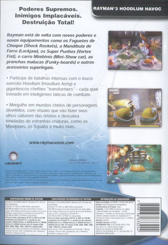 Back Cover for Rayman 3: Hoodlum Havoc (Windows) (Ubisoft eXclusive release)