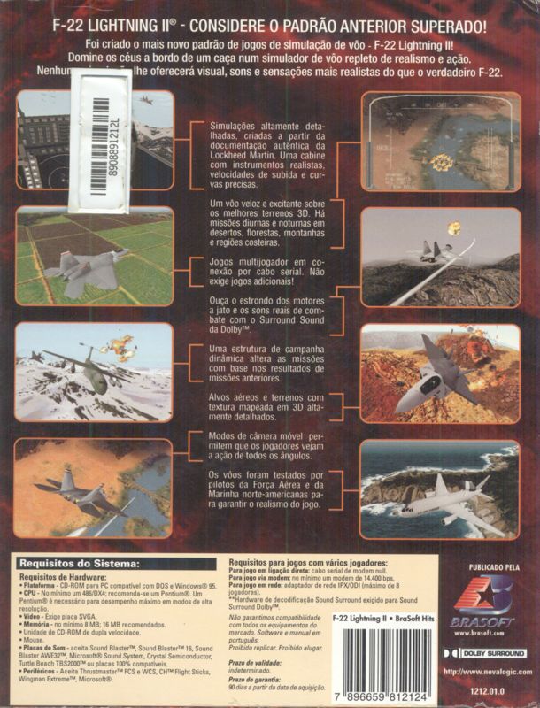 Back Cover for F-22 Lightning II (DOS) (Brasoft Hits release)