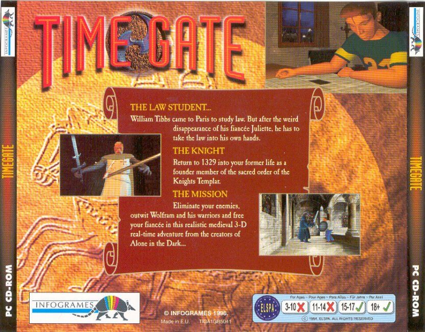 Back Cover for Time Gate: Knight's Chase (DOS and Windows)