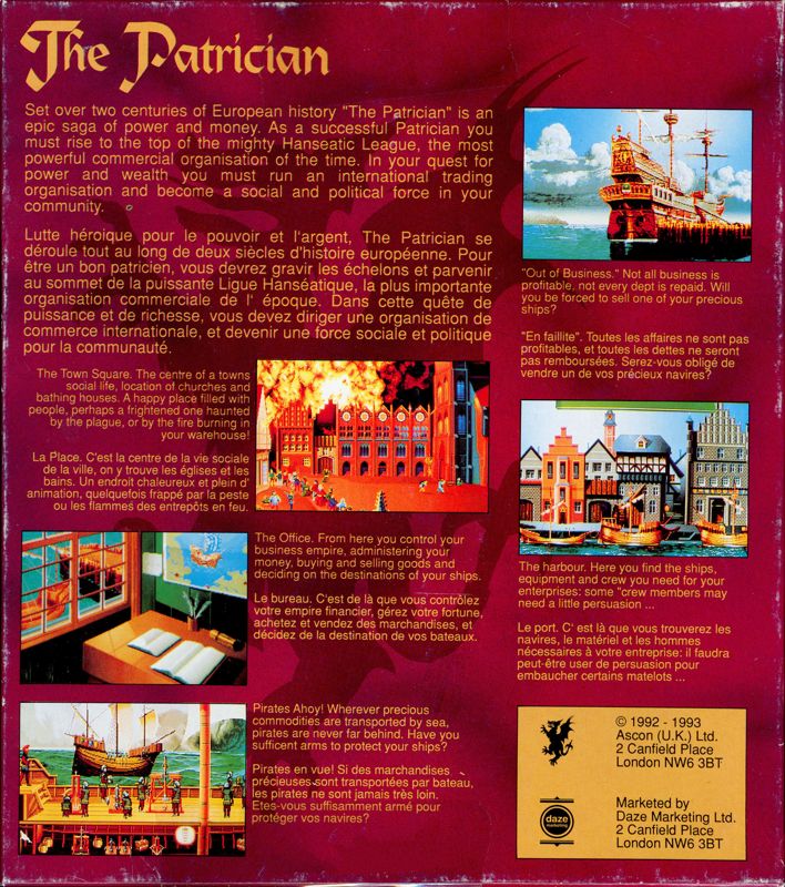 Back Cover for The Patrician (Amiga)
