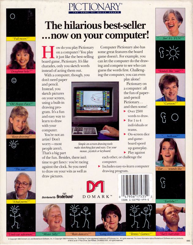 Back Cover for Pictionary: The Game of Quick Draw (Amiga)