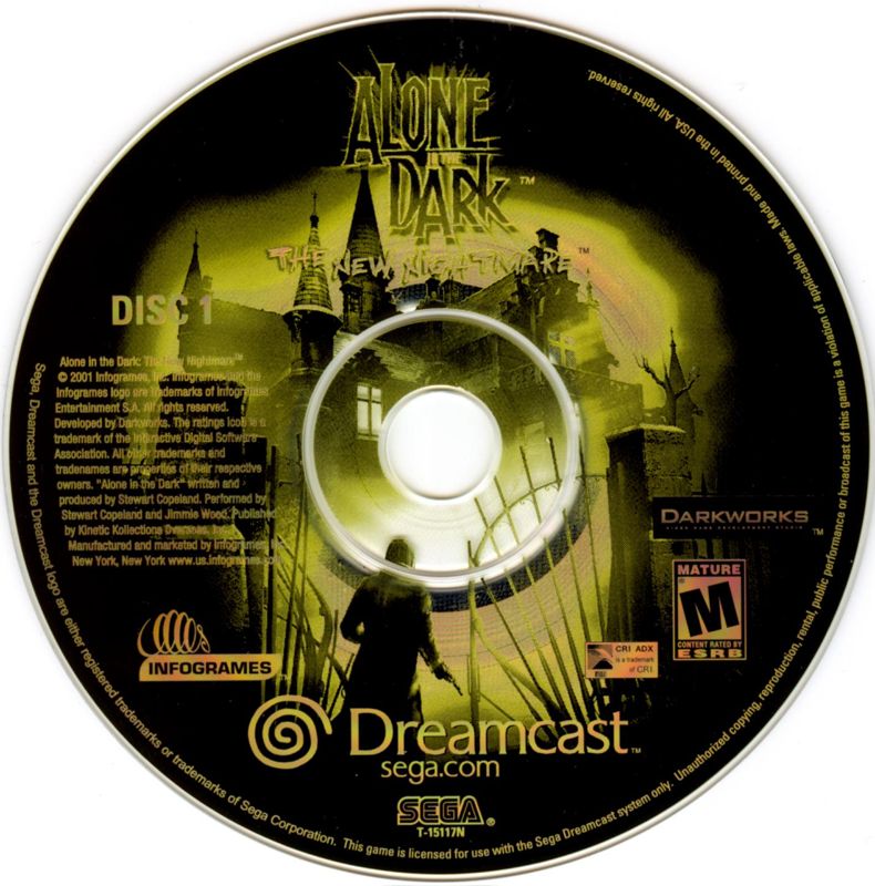 Media for Alone in the Dark: The New Nightmare (Dreamcast): Disc 1/2