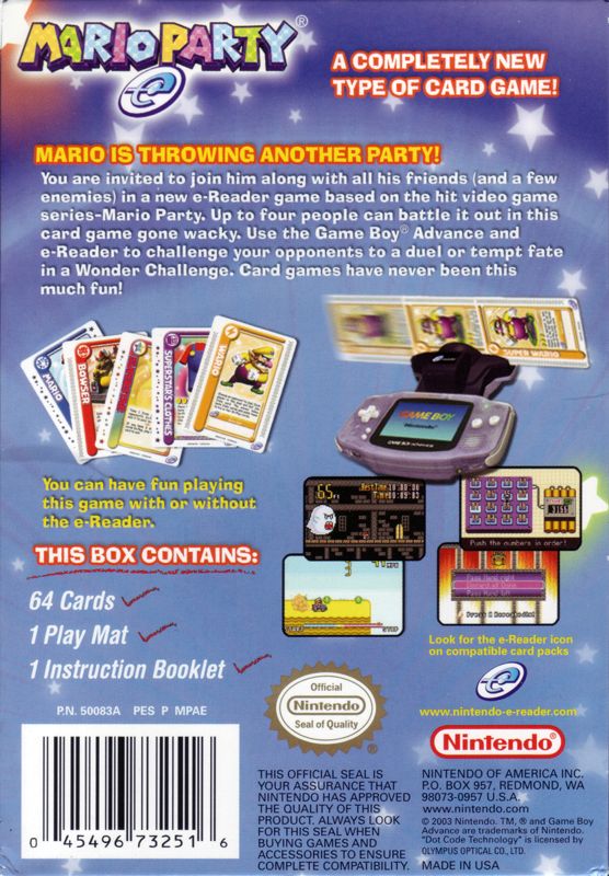 Back Cover for Mario Party-e (Game Boy Advance)