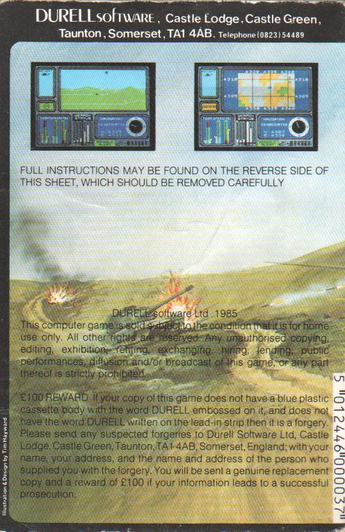 Back Cover for Combat Lynx (ZX Spectrum)