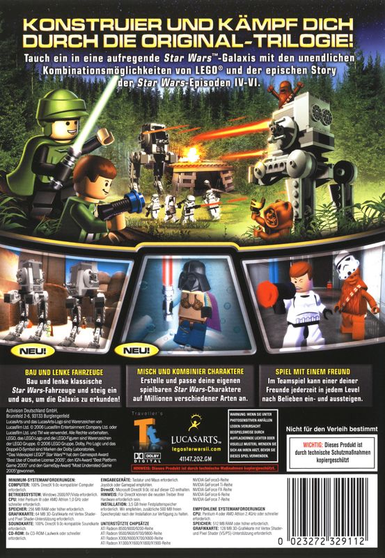 Back Cover for LEGO Star Wars II: The Original Trilogy (Windows)