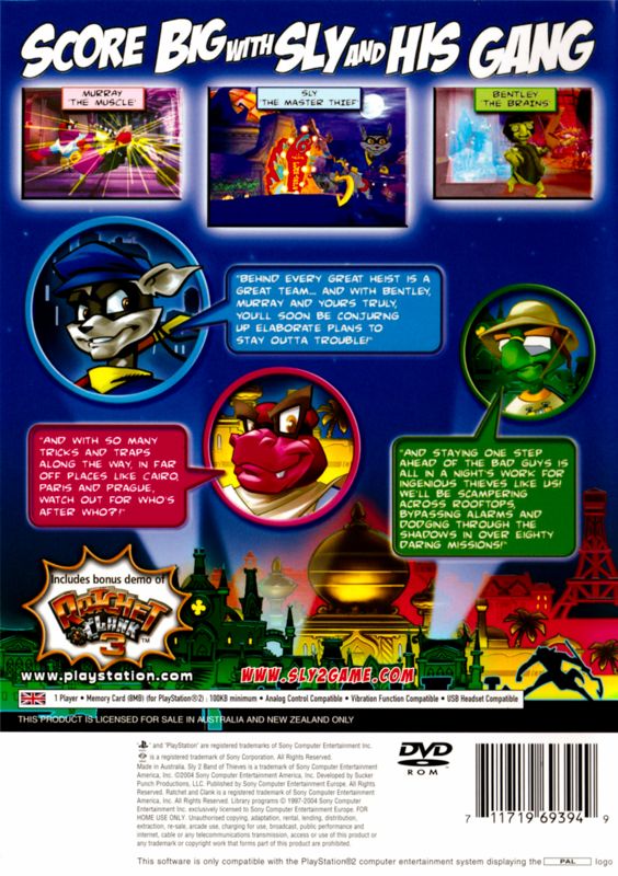 Back Cover for Sly 2: Band of Thieves (PlayStation 2)