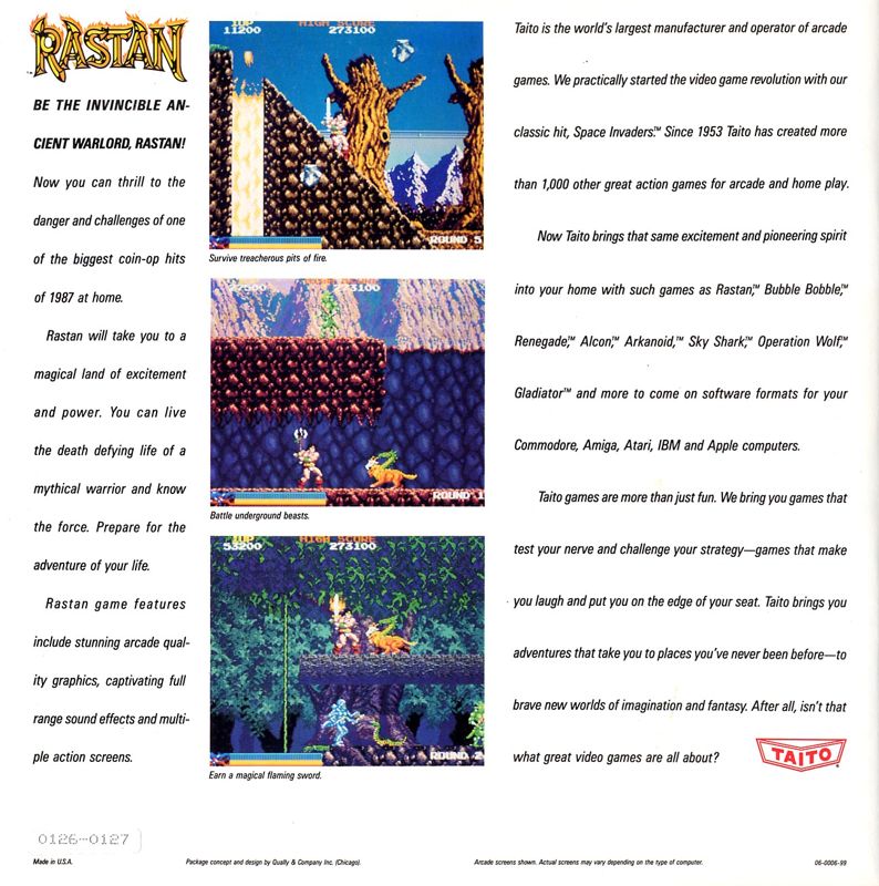 Back Cover for Rastan (Commodore 64)