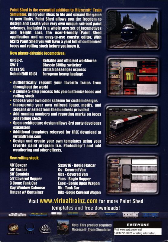 Back Cover for Microsoft Train Simulator: Paint Shed (Windows)