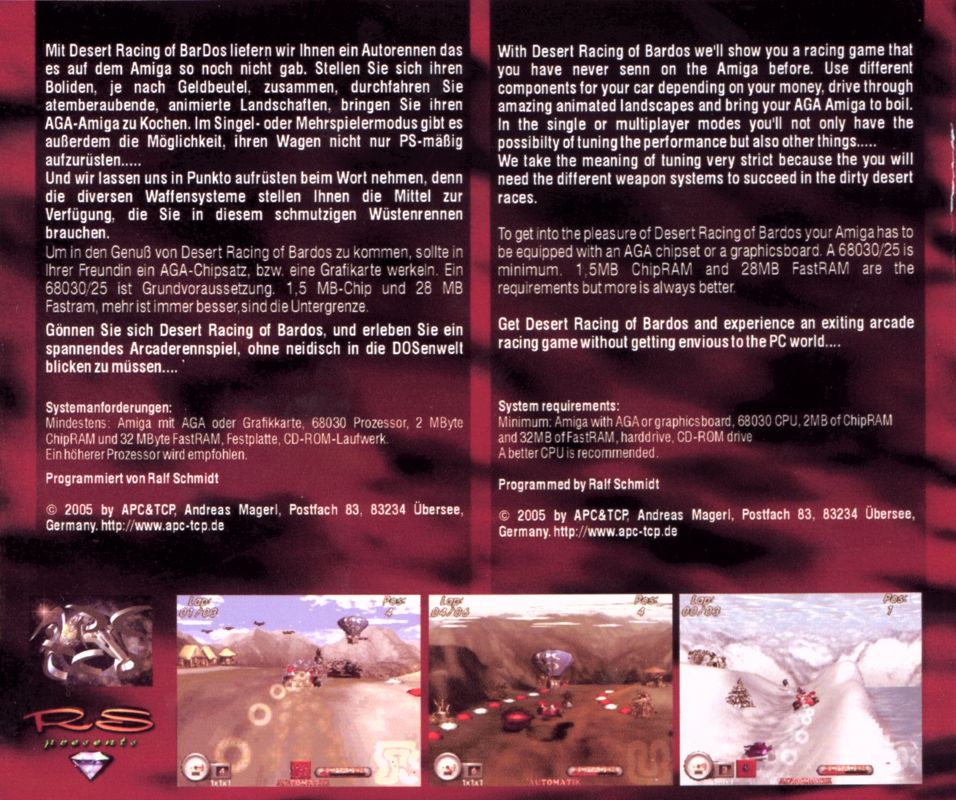 Back Cover for Desert Racing of BarDos (Amiga)