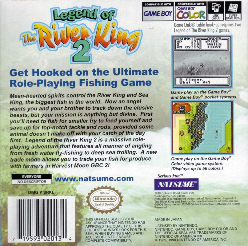 Back Cover for Legend of the River King 2 (Game Boy Color)