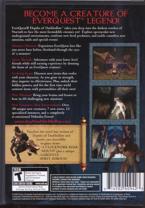 Back Cover for EverQuest: Depths of Darkhollow (Windows)