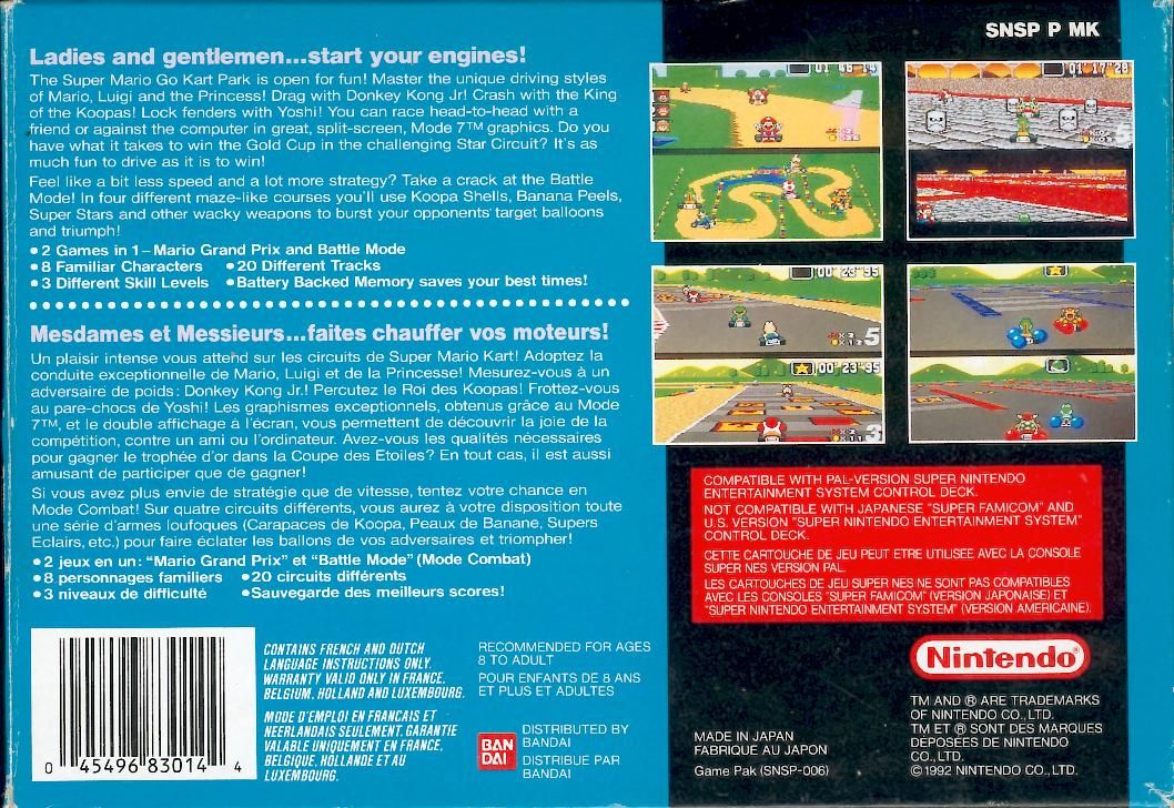 Back Cover for Super Mario Kart (SNES)