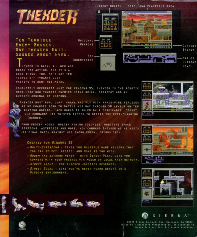 Back Cover for Thexder (Windows)