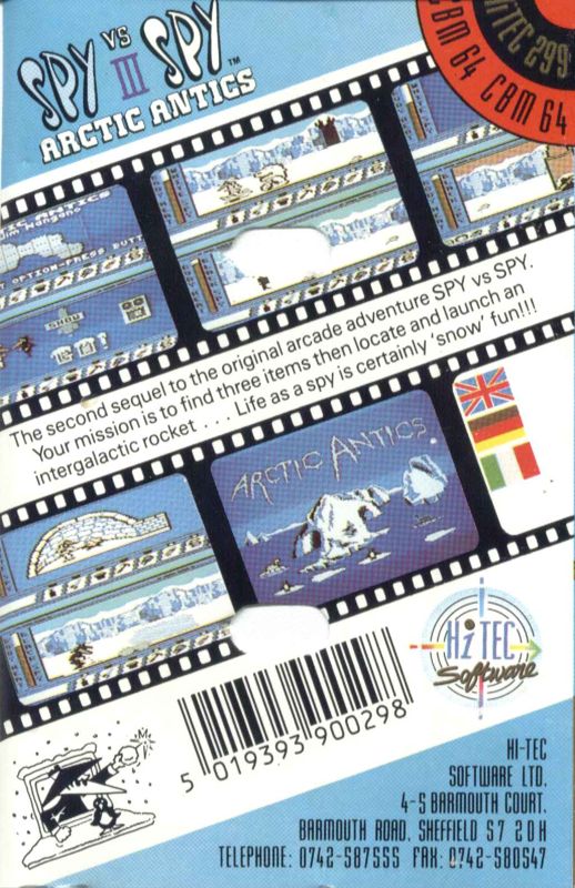 Back Cover for Spy vs. Spy III: Arctic Antics (Commodore 64) (Hi-Tec Release)