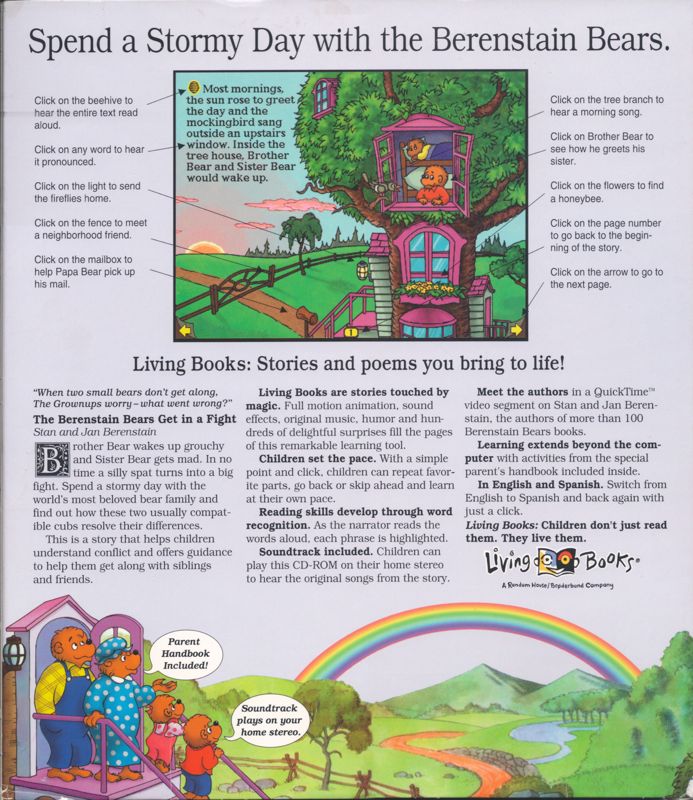 Back Cover for The Berenstain Bears Get in a Fight (Macintosh and Windows 3.x)