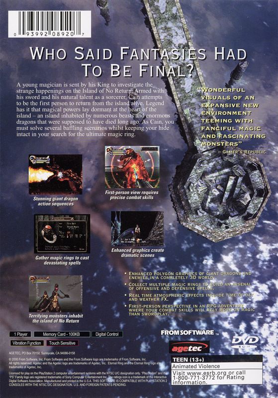 Back Cover for Eternal Ring (PlayStation 2)