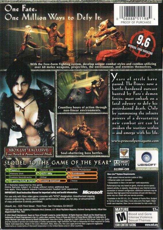 Prince of Persia: Warrior Within Xbox