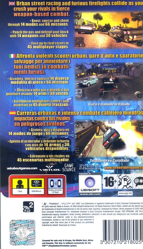Back Cover for Street Riders (PSP)