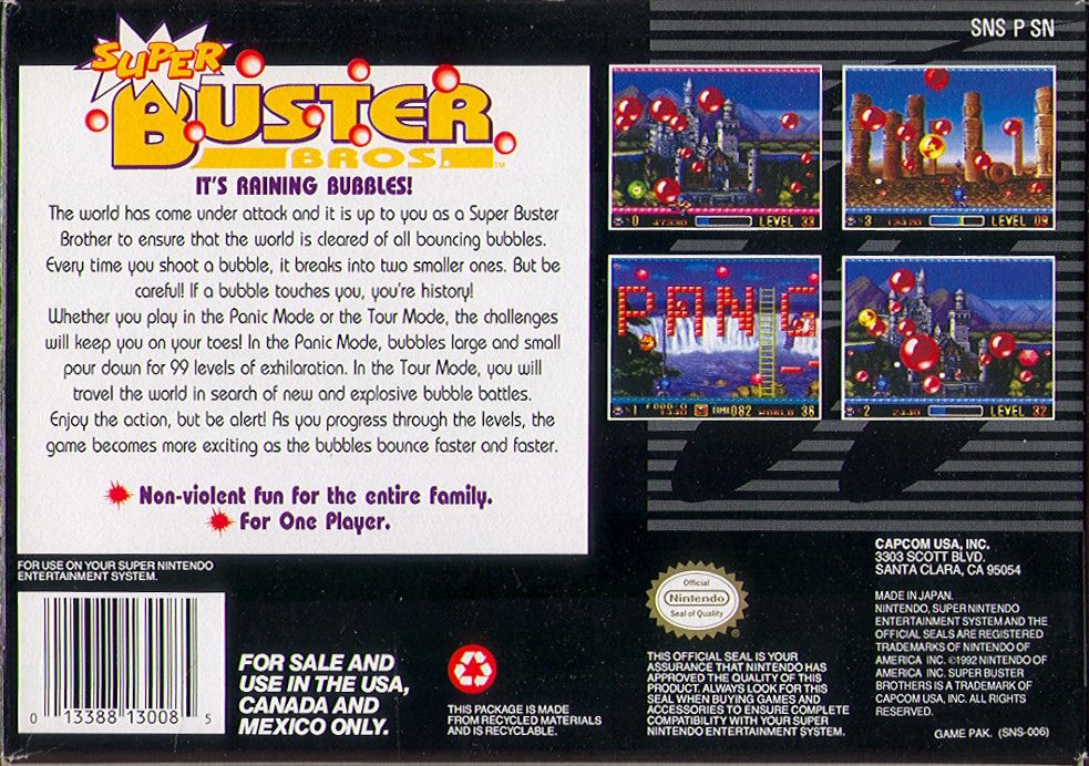 Back Cover for Super Buster Bros. (SNES)