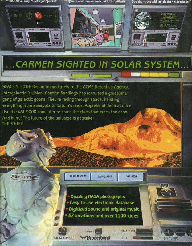 Back Cover for Where in Space Is Carmen Sandiego?: Deluxe (DOS)