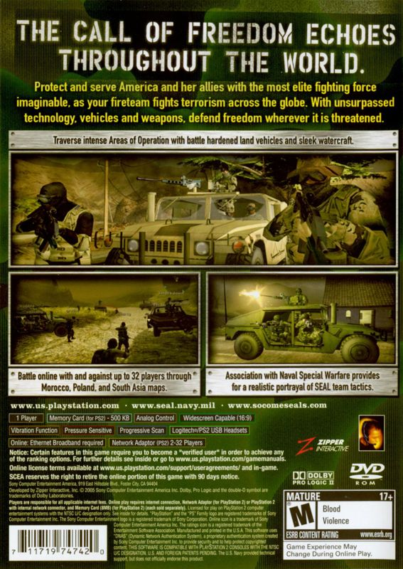 Back Cover for SOCOM 3: U.S. Navy SEALs (PlayStation 2)