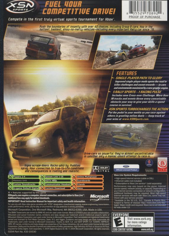 Back Cover for RalliSport Challenge 2 (Xbox)