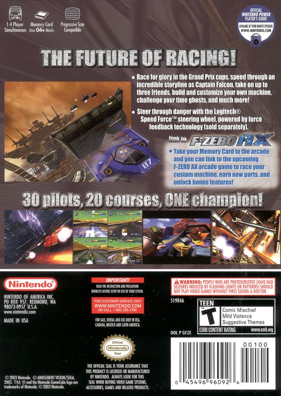 Back Cover for F-Zero GX (GameCube)