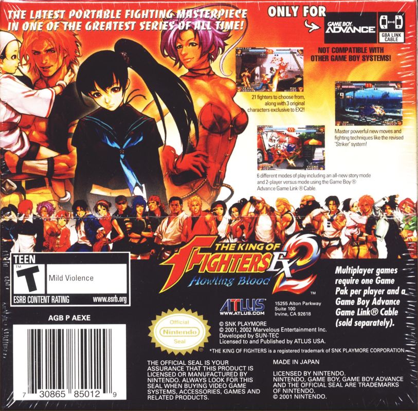 Back Cover for The King of Fighters EX2: Howling Blood (Game Boy Advance)