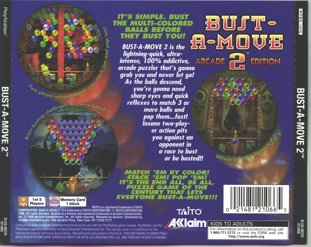 Back Cover for Bust-A-Move Again (PlayStation)