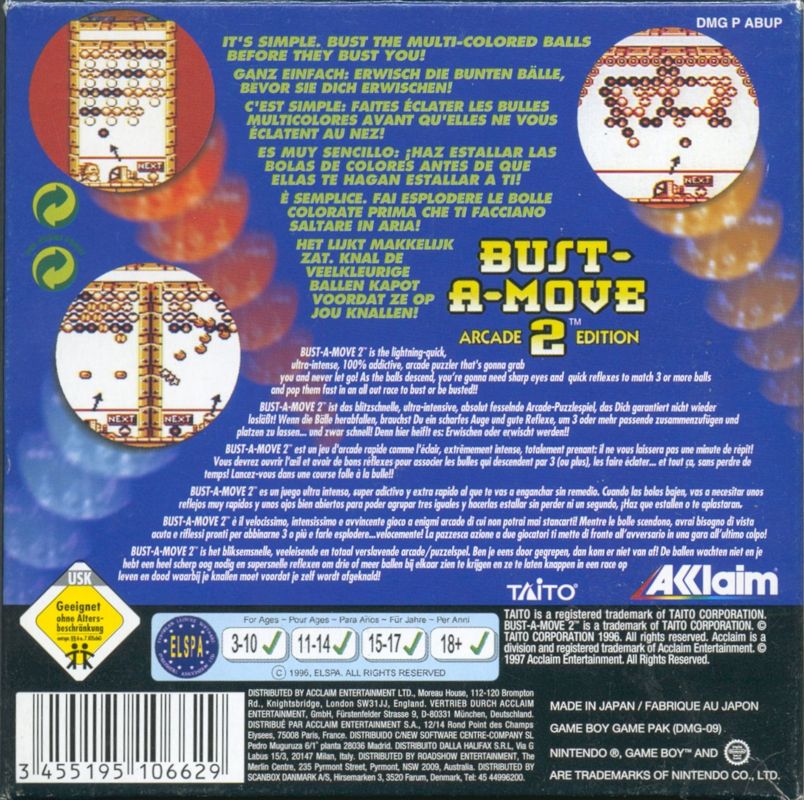 Back Cover for Bust-A-Move Again (Game Boy)