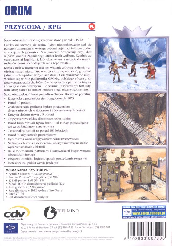 Back Cover for GROM: ...Terror in Tibet! (Windows) (Kolekcja Klasyki Komputerowej release)
