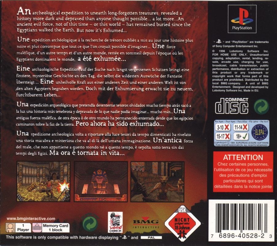 Back Cover for Powerslave (PlayStation)