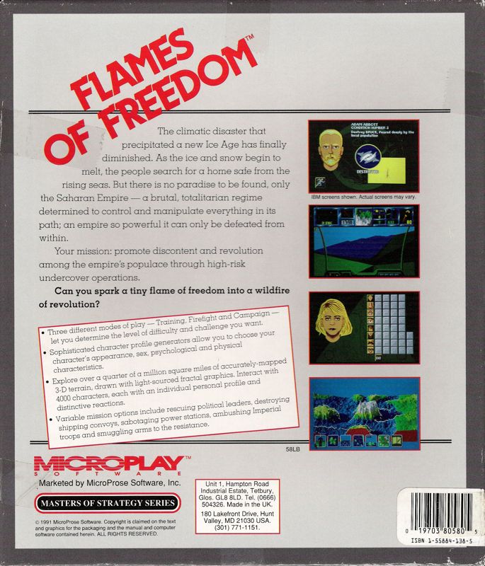 Back Cover for Flames of Freedom (Amiga)