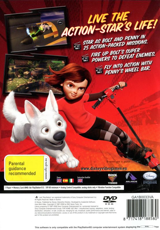 Back Cover for Bolt (PlayStation 2)