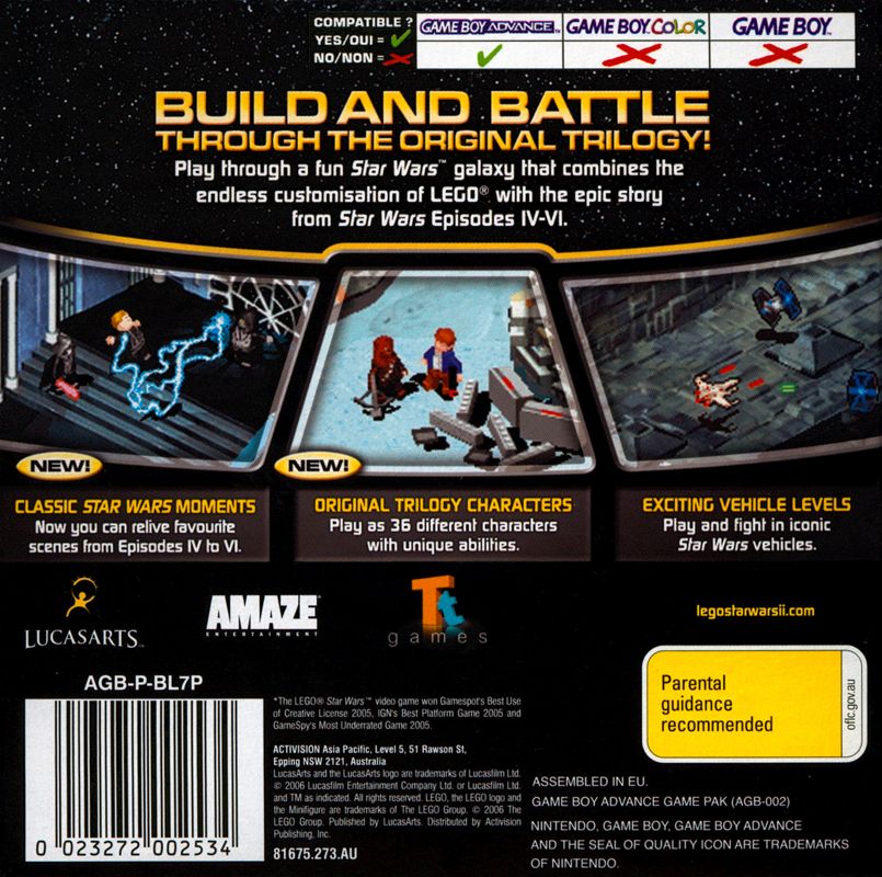 Back Cover for LEGO Star Wars II: The Original Trilogy (Game Boy Advance)