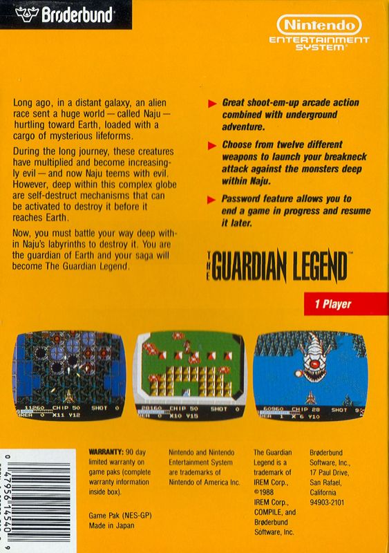 The Guardian Legend Cover Or Packaging Material Mobygames