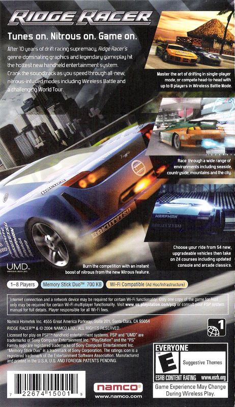 Back Cover for Ridge Racer (PSP)
