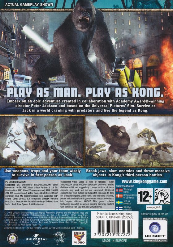 Back Cover for Peter Jackson's King Kong: The Official Game of the Movie (Windows)