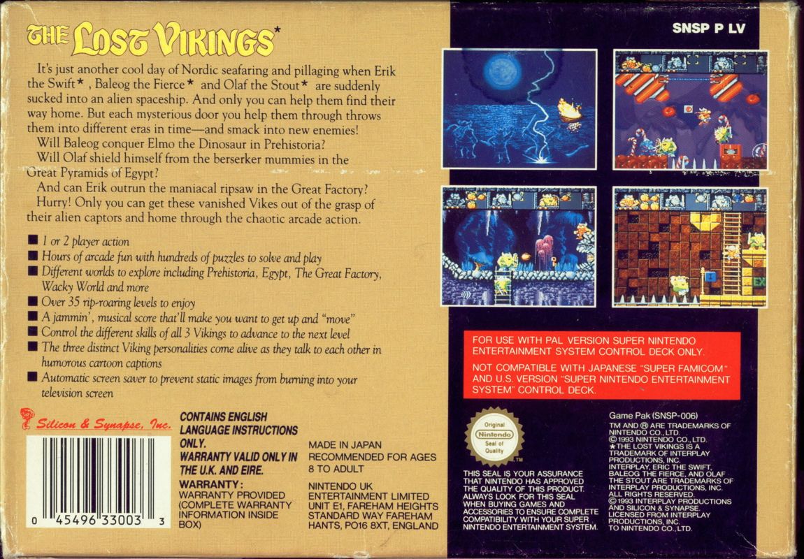 Back Cover for The Lost Vikings (SNES)