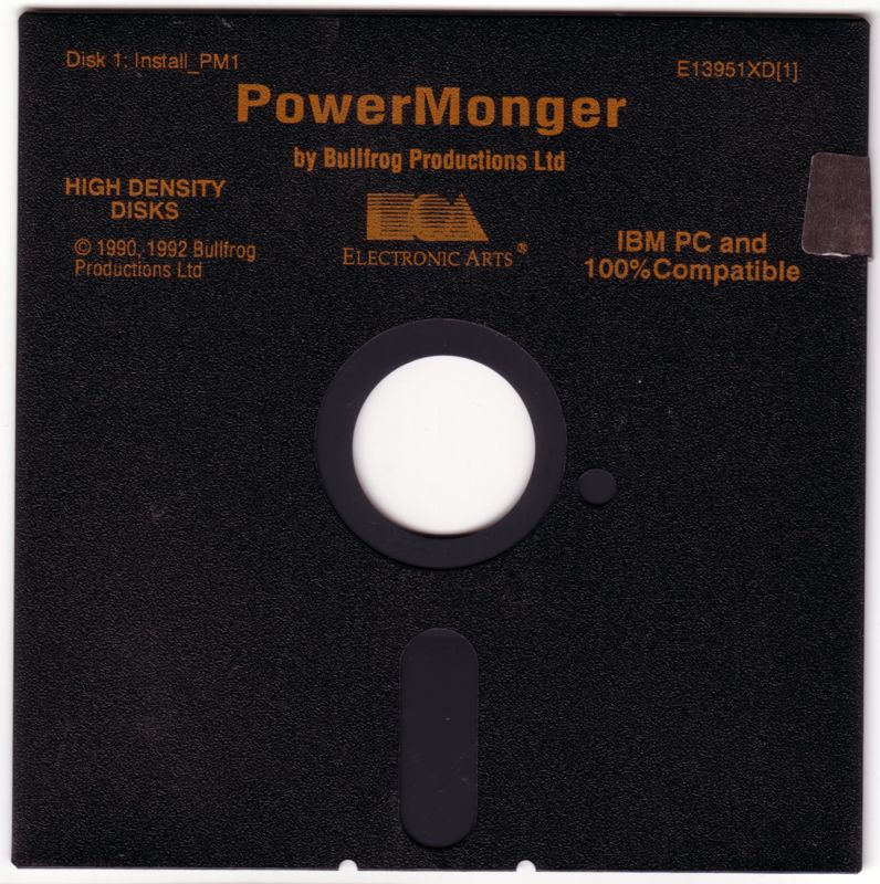 Media for PowerMonger (DOS) (5.25" Disk version): Disk 1/2